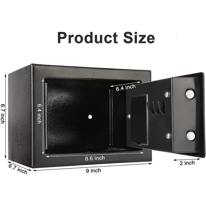 Електронний сейф Tresor Für Zuhause 6.6L: вогнестійкий, водонепроникний, з 2 ключами для цінностей та готівки