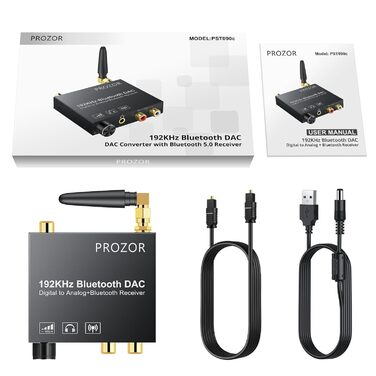 Аудіоадаптер ЦАП з Bluetooth приймачем PROZOR для стереосистеми, з Aux/RCA та регулюванням гучності