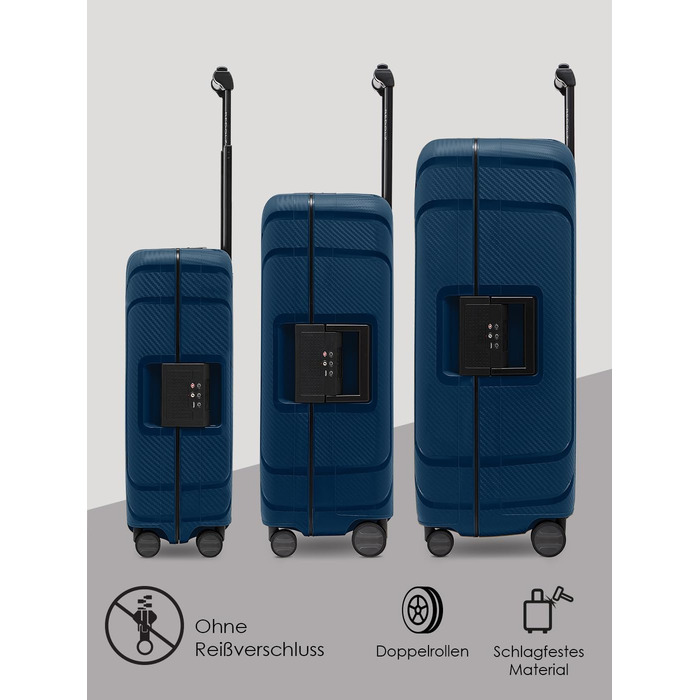 Набір валіз REDOLZ Hartschalen 3-в-1: міцний поліпропілен, TSA-замок, 4 колеса, L/M/S (75/65/55 см)