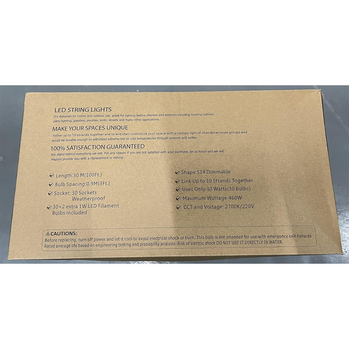 LED гірлянда Achin 15M для зовнішнього використання, тепле біле світло 2700K, 25+2 лампочки G40 E12, диммування, для саду, вечірки, тераси