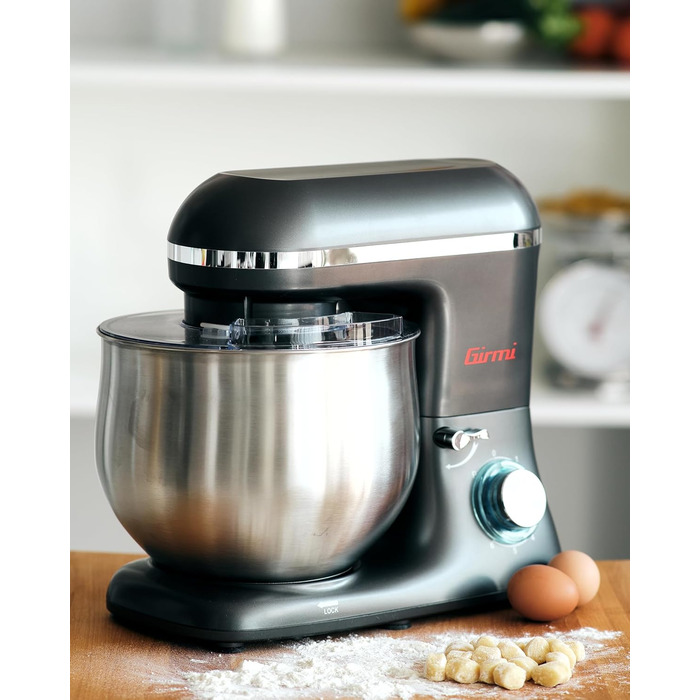 Кухонний комбайн Girmi IM46: 1800 Вт, 8 л, 6 швидкостей, чаша з нержавіючої сталі, пульс-режим, аксесуари