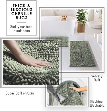 Набір аксесуарів для ванної кімнати Clara Clark Bad-Set Hunter Green (6 шт.), зелений, повний комплект + килимок для ванної