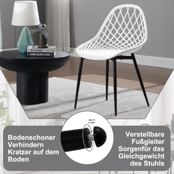 Стілець для їдальні, кухні, вітальні, балкон - сучасний, білий, пластик, металеві ніжки, комплект з 8 шт. K0018EZS-4