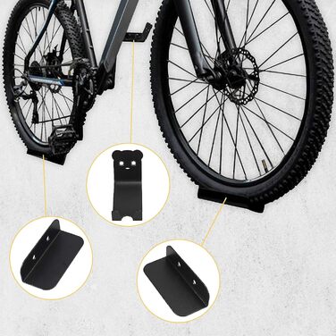 Настінне кріплення для велосипеда AMTOVL, 2 шт. Настінні кріплення для велосипедів Вантажопідйомність підвіски 50 кг Настінна стійка для велосипеда з опорним кронштейном Захисні накладки для дорожнього велосипеда MTB E-Bikes