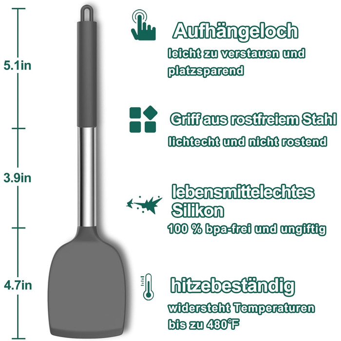 Набір кухонних помічників, 34 шт. Силіконове кухонне приладдя з нержавіючою сталею, стійке до нагріву, з тримачем для посуду, антипригарне, сірий колір