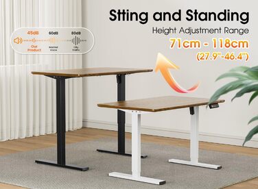 Електричний стіл з регулюванням висоти, металевий каркас з USB-C, пам'ять, антиколізійна система, 2 мотори, білий