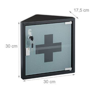 Шафка для медикаментів Relaxdays зі скляними дверцятами