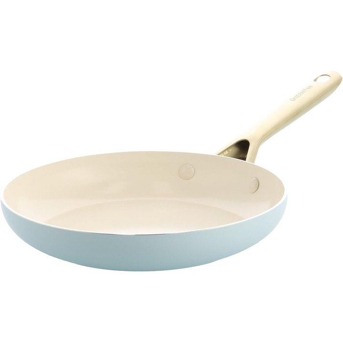 Набір сковорідок GreenPan Shades з керамічним антипригарним покриттям, 3 шт., діаметр 20/24/28 см, без PFAS, для індукційних плит, з ручками з нержавіючої сталі, придатні для миття в посудомийній машині та для використання в духовці, колір Terra (блакитни