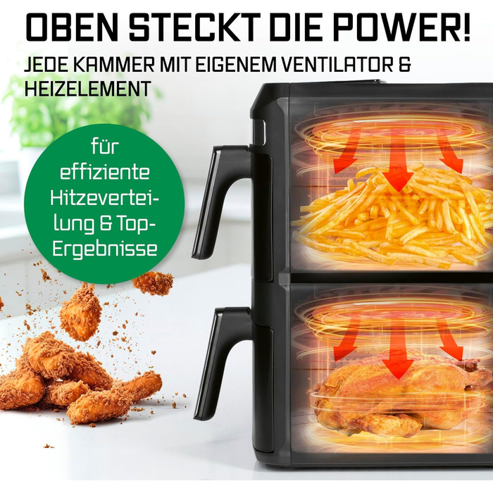 Фритюрниця повітряна GOURMETmaxx з двома камерами | 12 літрів | Airfryer з сенсорним дисплеєм