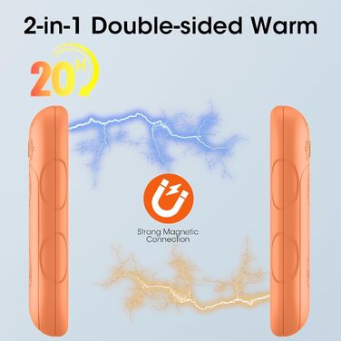 Електричні грілки для рук 2 шт. 6000 mAh, перезаряджувані, для кемпінгу, на вулицю, подарунок для чоловіків, жінок, дітей (Помаранчевий)