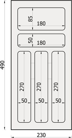 Вставка для столових приладів sossai Divio для висувних ящиків 45 см / ширина 38 см x Глибина 43 см обрізна з 5 відділеннями / Колір Білий / Система розташування ящиків для столових приладів (23 x 49 см-5 відділень)