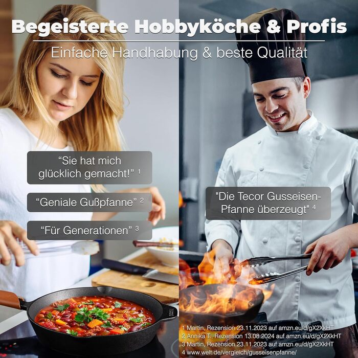 Сковорода чавунна індукційна 24 см, нешліфована, універсальна - Сковорода з чавуну преміум-якості, 24 см