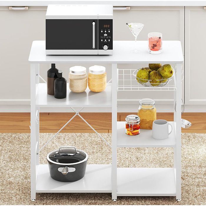 Стелаж для кухні Soges: місткий, чорний, з 3 полицями для мікрохвильової печі та кухонного приладдя