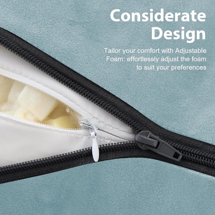 Подушка для читання з підлокітниками для дорослих, спинка для сидіння в ліжку, подушка з наповнювачем з піни з пам'яті з кишенями та знімним, пральним чохлом, для відпочинку, перегляду телевізора (Морська блакить, M(18 дюймів))