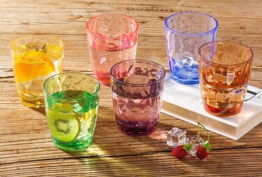 Мл Набір з 4 склянок для води пластикові стаканчики склянки для пиття склянки для пиття довгі склянки для пиття дитячі стакани для соку багаторазового використання (6 кольорів), 300