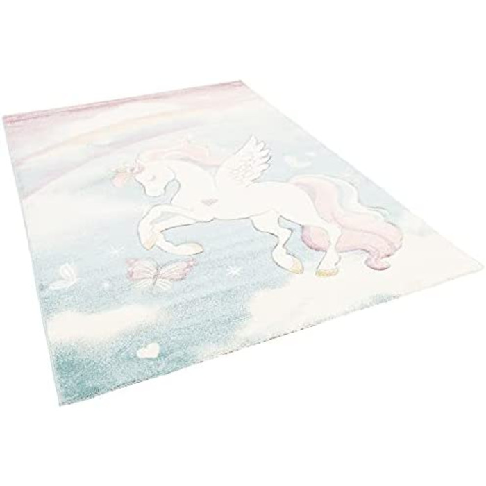 Дитячий килим із зображенням єдинорога, барвистий в 5 розмірах