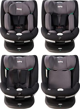 Дитяче автокрісло Ding Mace i-Size 0-36 кг з основою Isofix, обертається на 360 градусів, чорний/сірий DI-111917