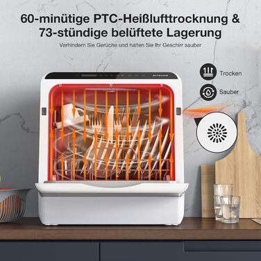 BLITZHOME Міні посудомийна машина з керуванням через додаток, 6 програм, портативна, 5л бак, з/без підключення до води, функція сушіння, для кемпінгу