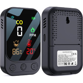 Детектор вуглекислого газу YEREADW 3-в-1: портативний детектор CO з датчиком температури та вологості, для дому, кемпінгу, 1 шт. (чорний)