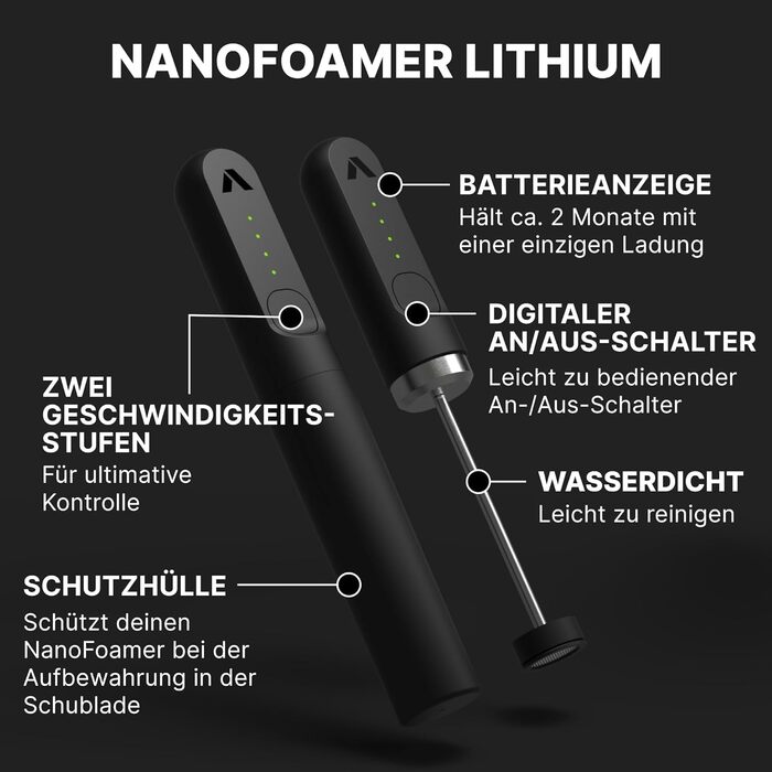 Мікропінний молочний піноутворювач Subminimal NanoFoamer Lithium - для капучино, лате, гарячого шоколаду