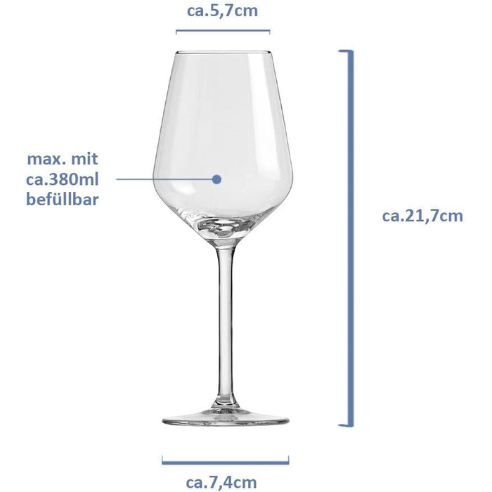 Набір келихів для білого вина Elegance 24 шт, 380 мл - великі келихи для вина, міцне скло, можна мити в посудомийній машині