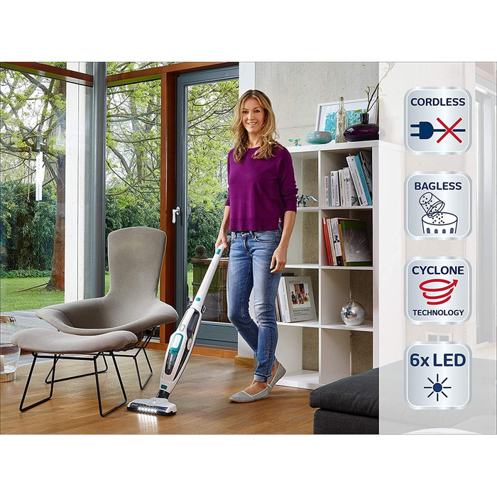 Акумуляторний пилосос Leifheit Regulus PowerVac 2in1, бездротовий до 40 хв, без мішка, з ручним пилососом, акумулятор 20В