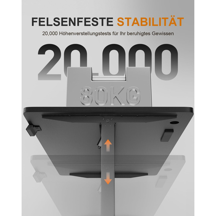 Регульований стіл з підняттям USB-портами та розеткою, 100 x 60 см. Електричний стіл, комп'ютерний стіл з пам'яттю 3-ох функцій, білий колір (чорний, 100 x 60 см)