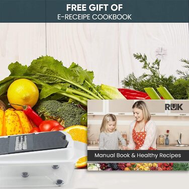 Набір для нарізання овочів RüK 22-в-1: слайсер, нарізувач, тертка, нарізувач цибулі - білий