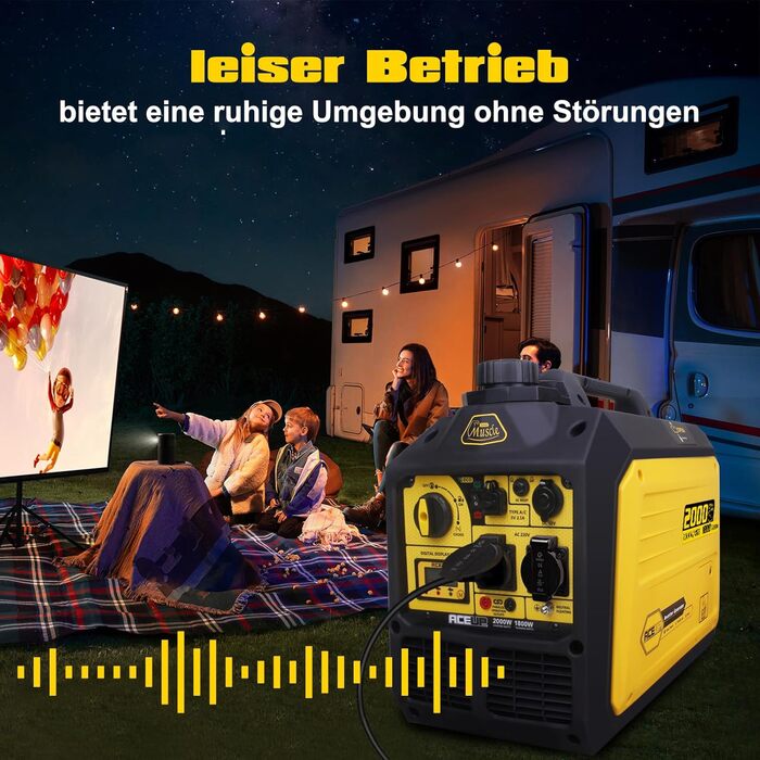 Інверторний генератор Aceup 3400W: бензиновий, 230V/12V, USB, цифровий дисплей, для дому, кемпінгу, 4-тактний, 23кг