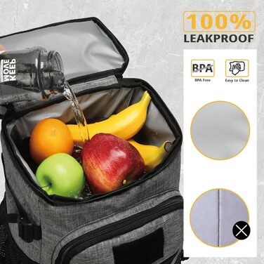 Тактичний рюкзак-холодильник 25L, вологостійкий та міцний, великий ланч-рюкзак, водонепроникний, для чоловіків, жінок, роботи, подорожей, кемпінгу, пляжу та походів (сірий)