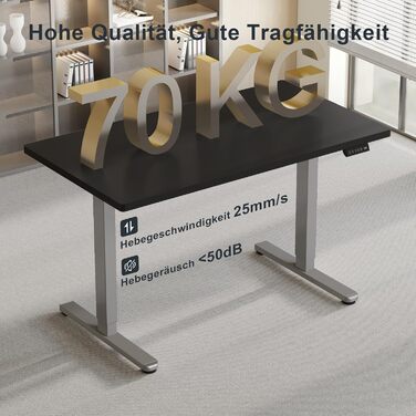 Електричний регульований стіл Flamaker: телескопічна стійка, пам'ять, сірий колір