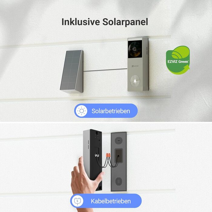 Відеодзвінок EZVIZ CP3 Pro з акумулятором та дзвінком CH1, бездротовий, з камерою, розпізнавання осіб, 2K, кольорова нічна зйомка, двостороння зв'язок, 8GB eMMC, комплект