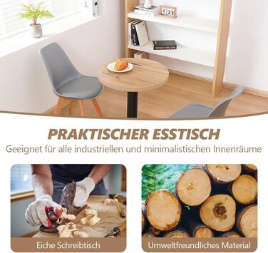 Кухонний стіл Mingone 80x80 см з дерев'яною стільницею та металевими ніжками - для кухні, вітальні, балкону, їдальні