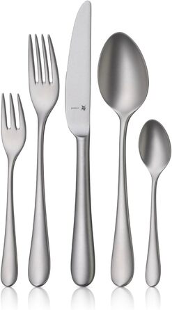 Набір столових приборів WMF Merit, 30 предметів, на 6 осіб, з нержавіючої сталі Cromargan protect®, ергономічний дизайн, піскоструйна обробка, придатний для миття в посудомийній машині, ковані леза, у коробці