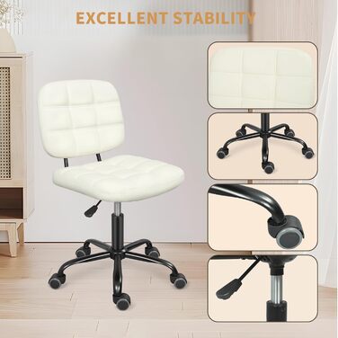 Офісний стілець без підлокітників Leader Accessories - регульована висота, ергономічний, для дому та офісу, білий, 86x55 см, до 120 кг