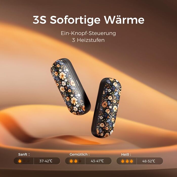 OCOOPA Грілки для рук UT2S Mini, 5200mAh, 2 шт. - Магнітні електричні грілки для рук, багаторазові, для кемпінгу та активного відпочинку, подарунок для жінок та чоловіків (Жовта квітка)