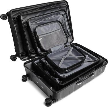 Чемодан-валіза KONO: великий, легкий, з жорстким корпусом, TSA-замком та 4 колесами (білий, чорний, набір 4 шт.)