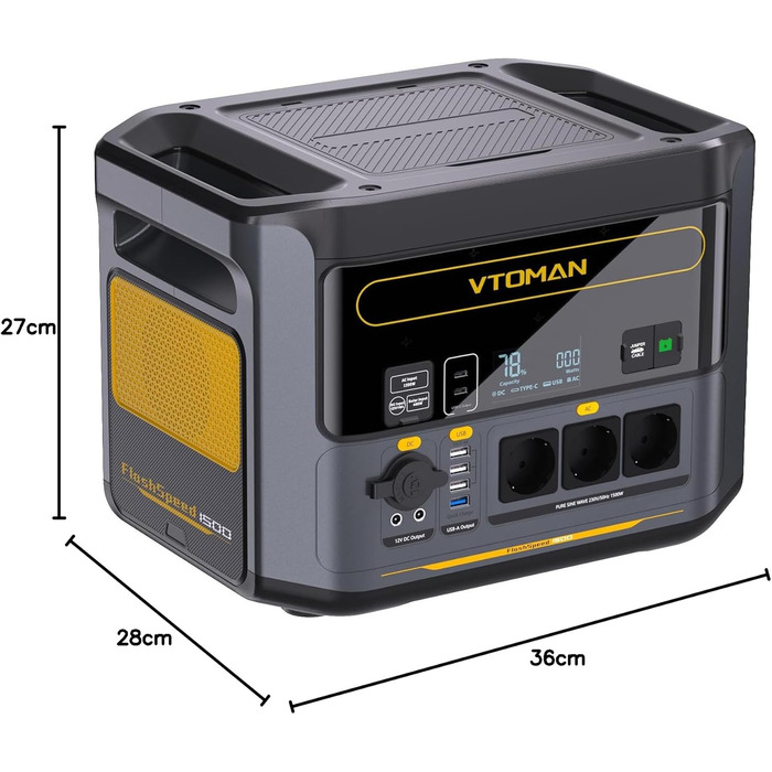 Портативна електростанція VTOMAN FlashSpeed 1500 - сонячний генератор 1548Wh з 3 розетками по 1500W (3000W пік), швидка зарядка 0-100% за 1 годину, акумулятор LFP для кемпінгу, подорожей, надзвичайних ситуацій