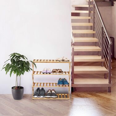 Підставка для взуття Relaxdays, 4 рівні, 12 пар взуття, бамбук, 68x67x26 см