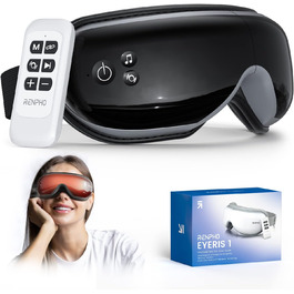 Масажер для очей RENPHO Eyeris 1 з пультом, підігрівом, вібрацією та Bluetooth, акумуляторний. Для сухих очей, подарунок для жінок та чоловіків (чорний)