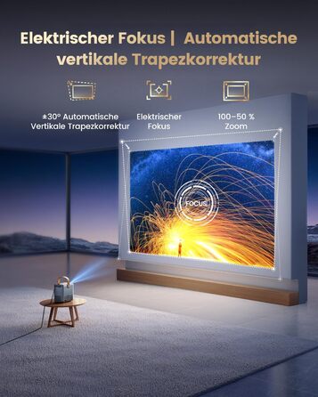 Проектор Mini Beamer 4K Smart з WiFi6, Bluetooth, Dolby Audio, підтримкою Netflix, автофокусом та вертикальною корекцією, сірий