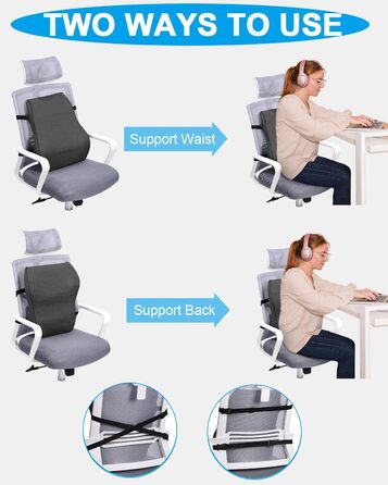 Подушка для спини FAOKZE з Memory Foam - ергономічна, для офісного крісла та дивана, антистатична (сіра)
