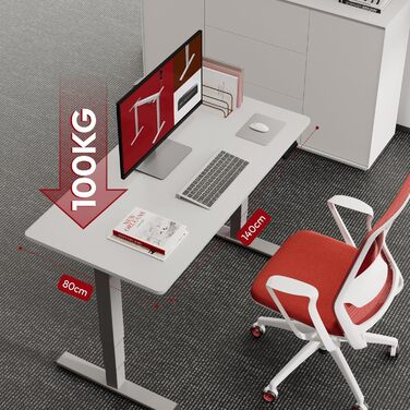 Регульований стіл Sanodesk 160x80 см білий + сірий, електричний, ергономічний, з двома моторами
