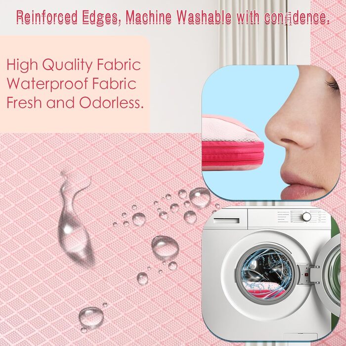 Набір компресійних органайзерів для подорожей AiQInu (5 шт.), ультралегкі сумки для пакування одягу в валізу з мішком для взуття та прання, рожеві