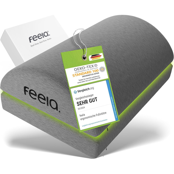 Підставка для ніг під стіл Feela® – ергономічна підставка для ніг, footrest, foot rest для комфорту (темно-сіра) без термосумки