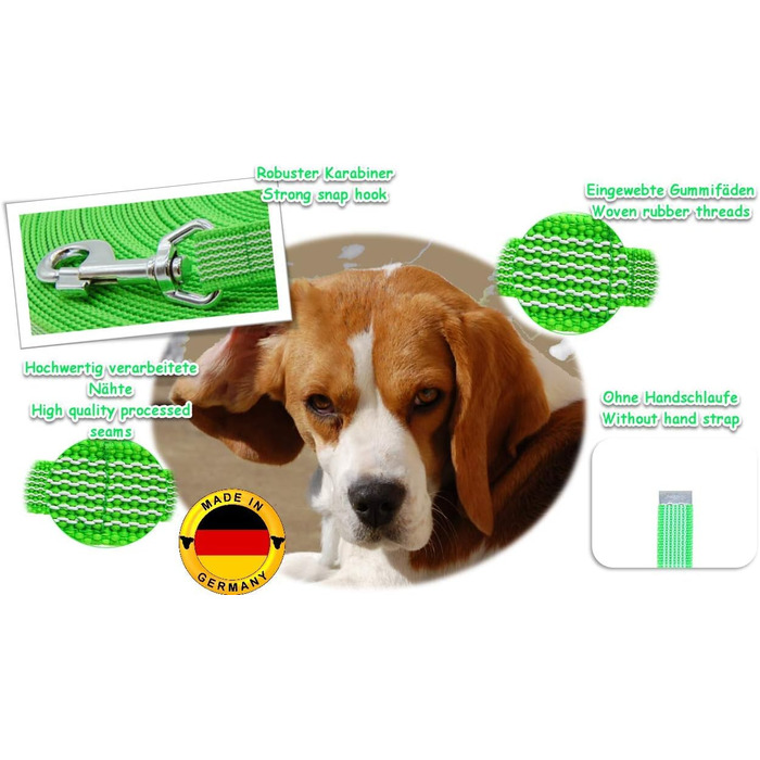 Повідець Twinkys Dog Style 20 мм для собак вагою до 50 кг, 5 м, неоново-зелений