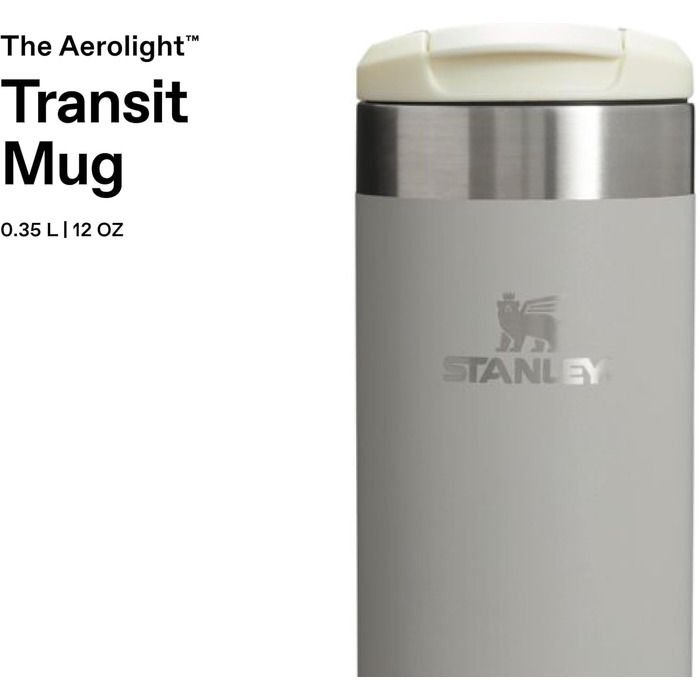 Термокружка Stanley Aerolight Transit - 350 мл, Ash - Збереження тепла до 6 годин, миється в посудомийній машині, для кави з собою