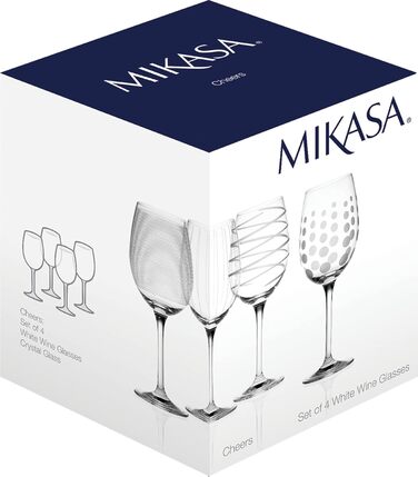Кристальні келихи для білого вина Mikasa Cheers, набір 4 шт, 450 мл, сріблясті