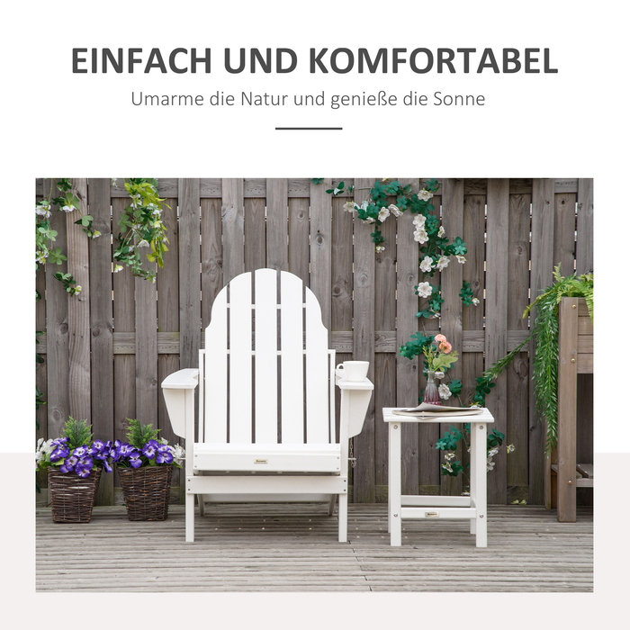 Садове крісло Outsunny Adirondack складне 75x87x93см, біле садове крісло для балкона та садових меблів
