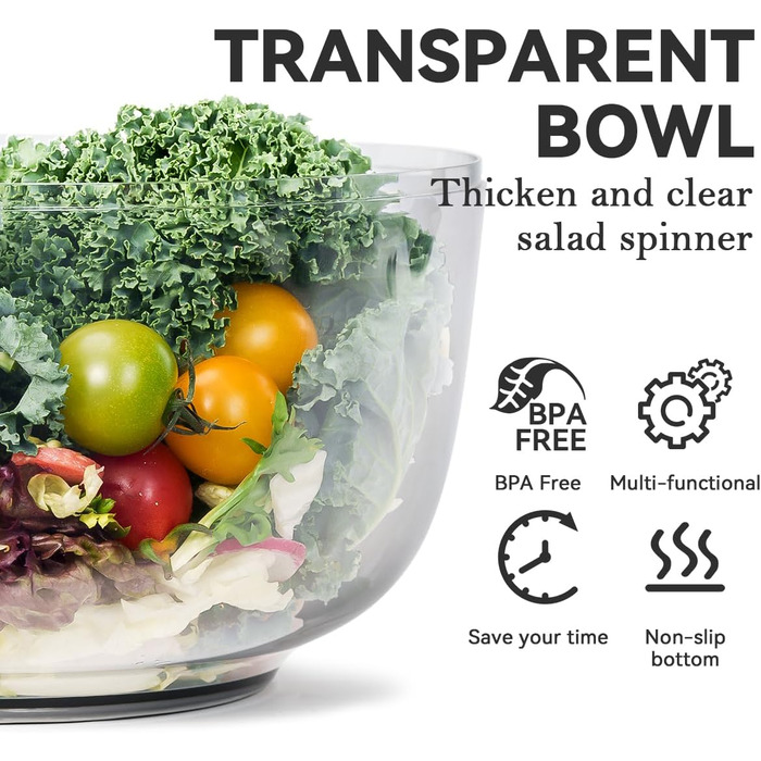 Ручний відцентровий салатник KEOUKE - великий, для салатів, білий, садовий